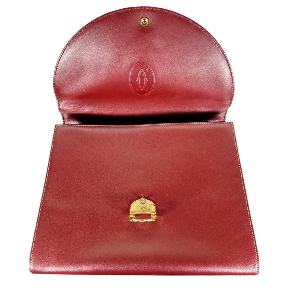 CARTIER Must Line Leather Top Handle Bag in Bordeaux - Picture 12 of 16